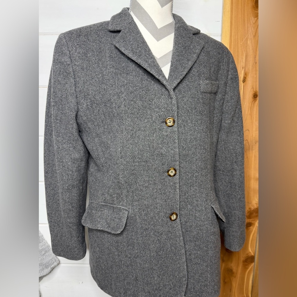 L.L. Bean Women's Gray Wool/Cashmere Blazer 14R